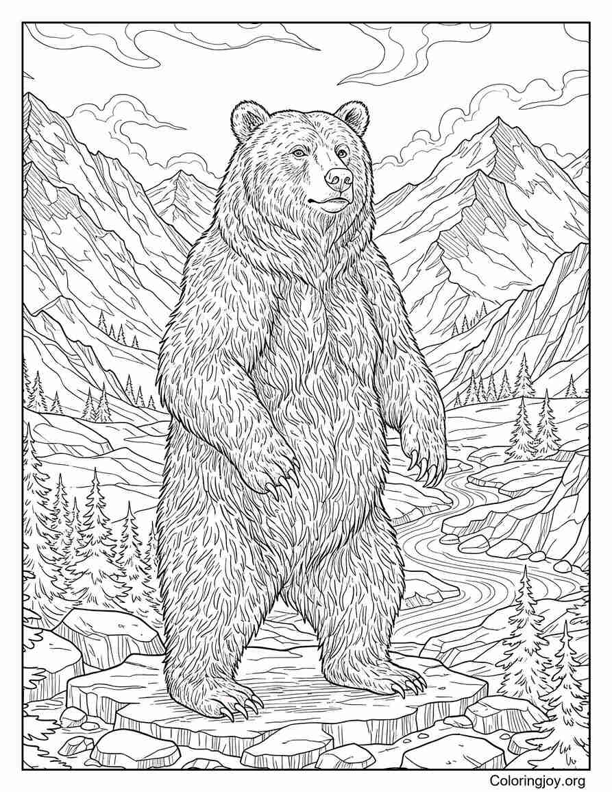 Realistic Mother Bear With Cubs Near A Woodland Den