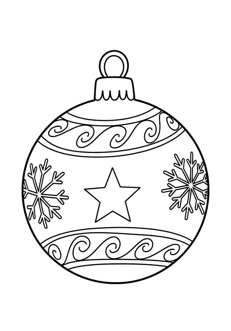 Christmas Ornament with Holiday Designs Coloring Page