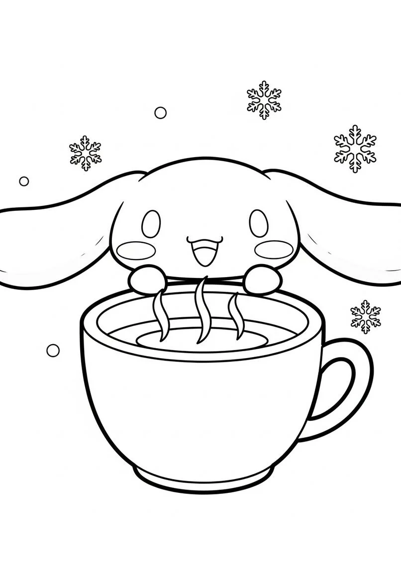 Cinnamoroll Hot Cocoa Mug Coloring Page