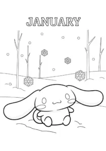 Cinnamoroll Serene Winter Forest Coloring Page