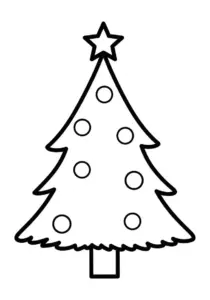 Classic Christmas Tree with Star and Ornaments Coloring Page