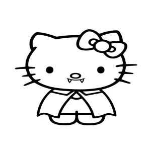 Cute Friendly Vampire Hello Kitty Coloring Page