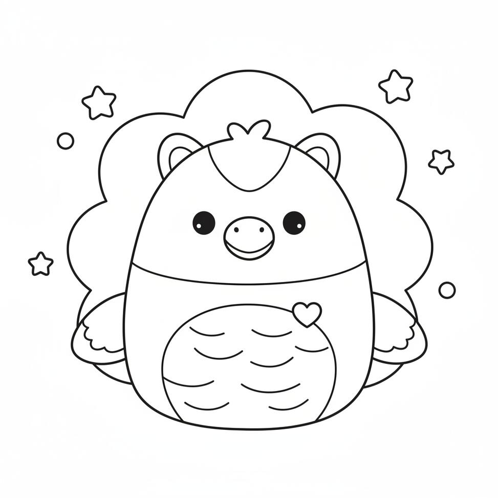 Cute Flamingo Squishmallow Coloring Page
