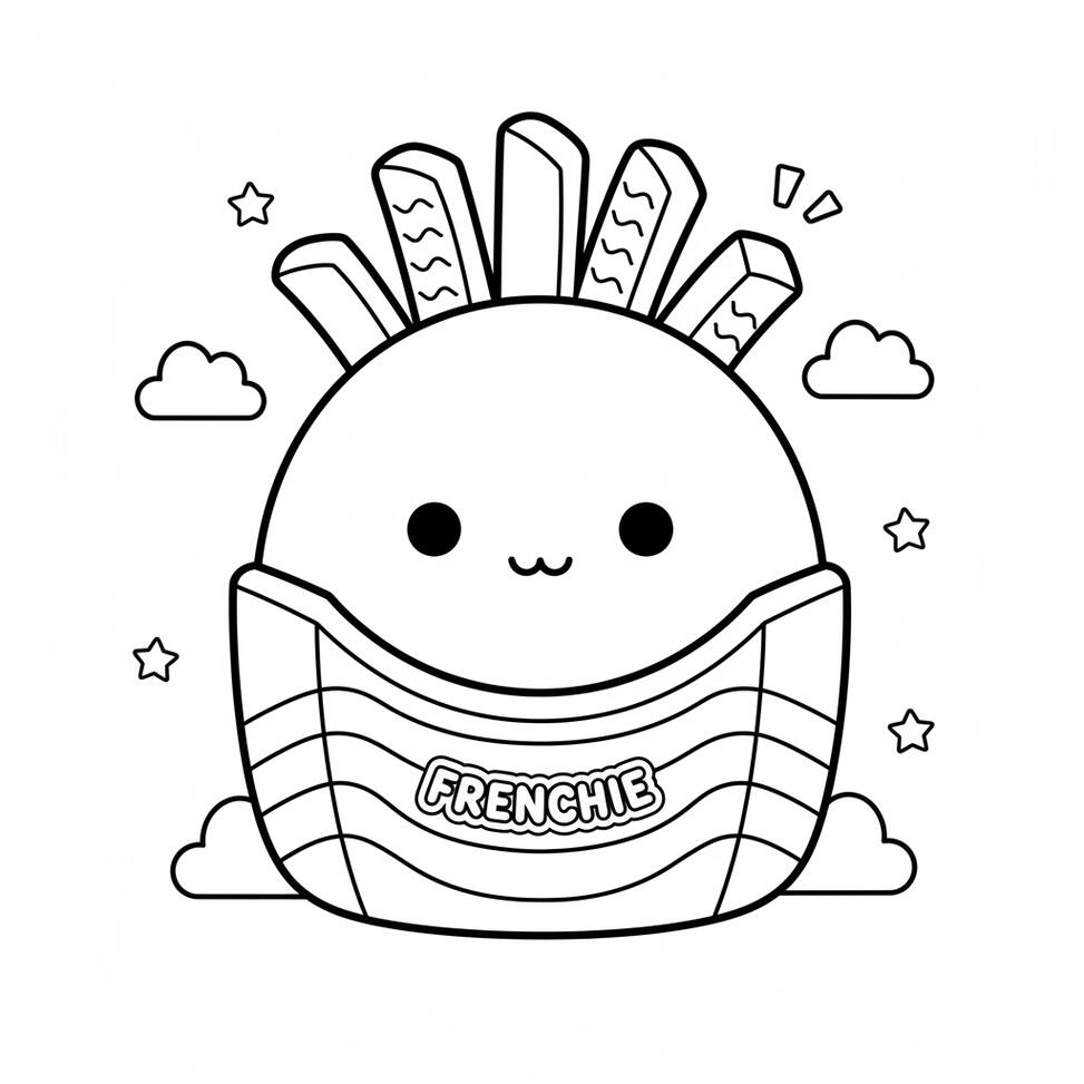 Cute French Fry Squishmallow Coloring Page