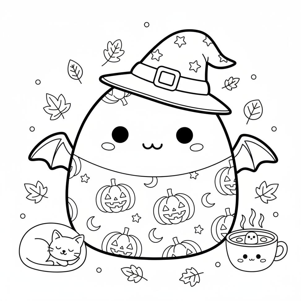Cute Halloween Squishmallow Coloring Page