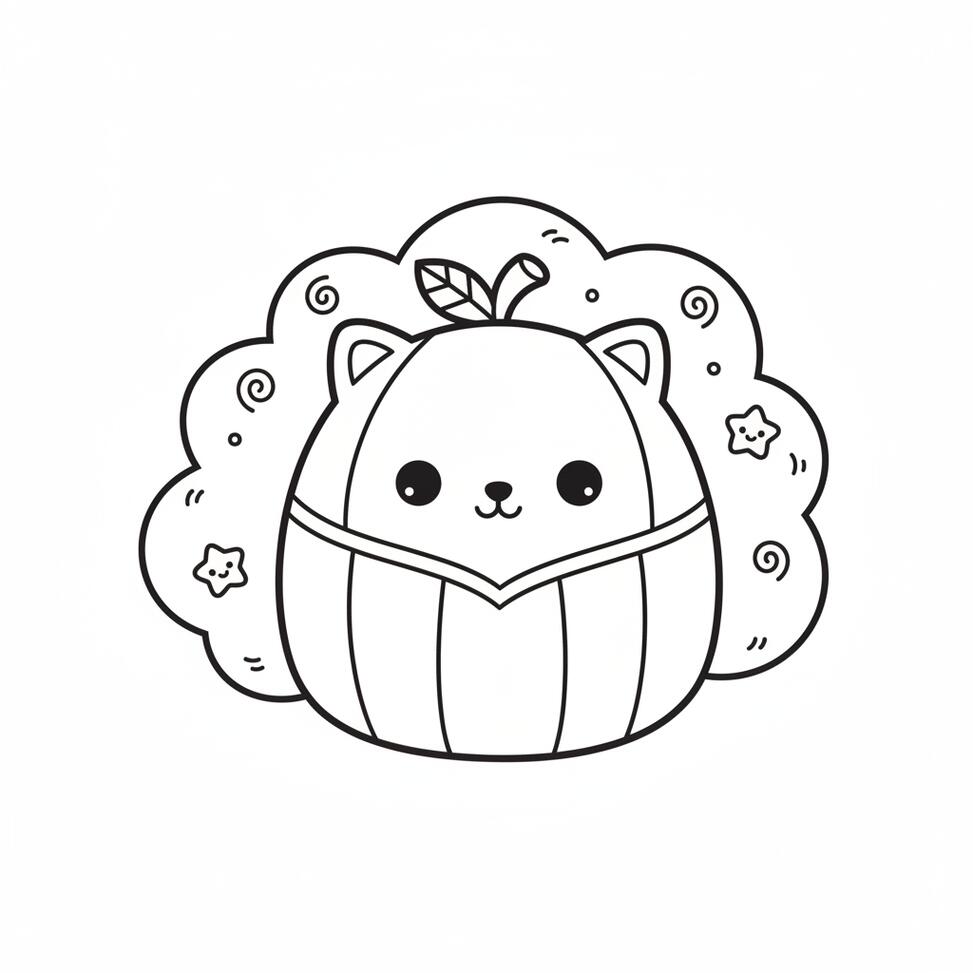 Cute Junie Squishmallow Plush Toy Coloring Page
