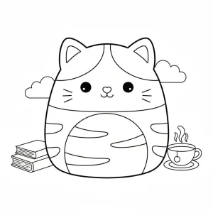 Cute Squishmallow Kitten Coloring Page