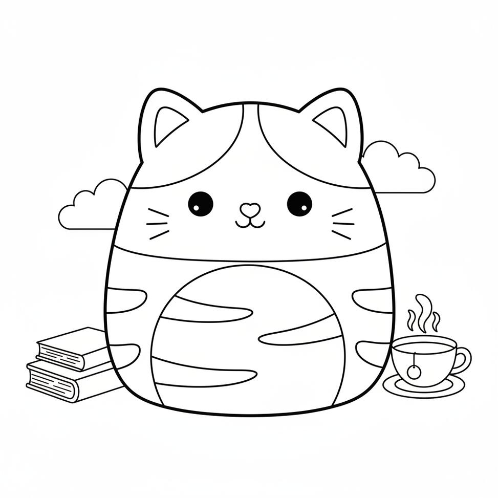 Cute Squishmallow Kitten Coloring Page