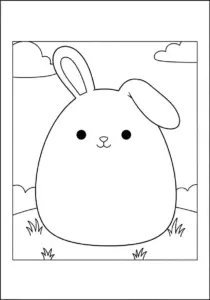 Cute Squishmallow Bunny Character Coloring Page
