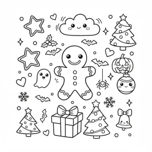Christmas Doodle Free Printable Coloring page