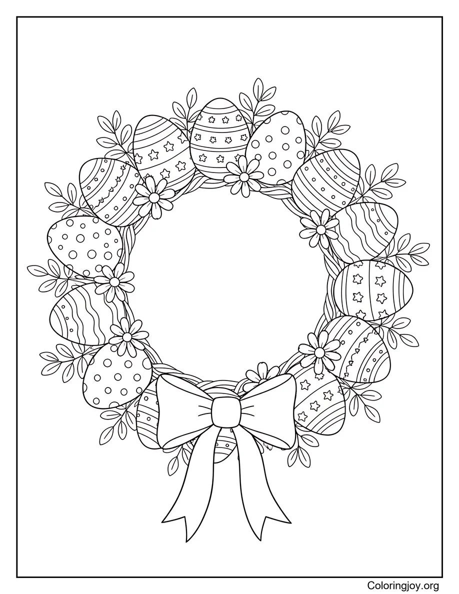 Easter Egg Wreath Coloring Page