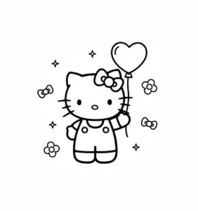 Easy Cute Hello Kitty Coloring Pages for Kids