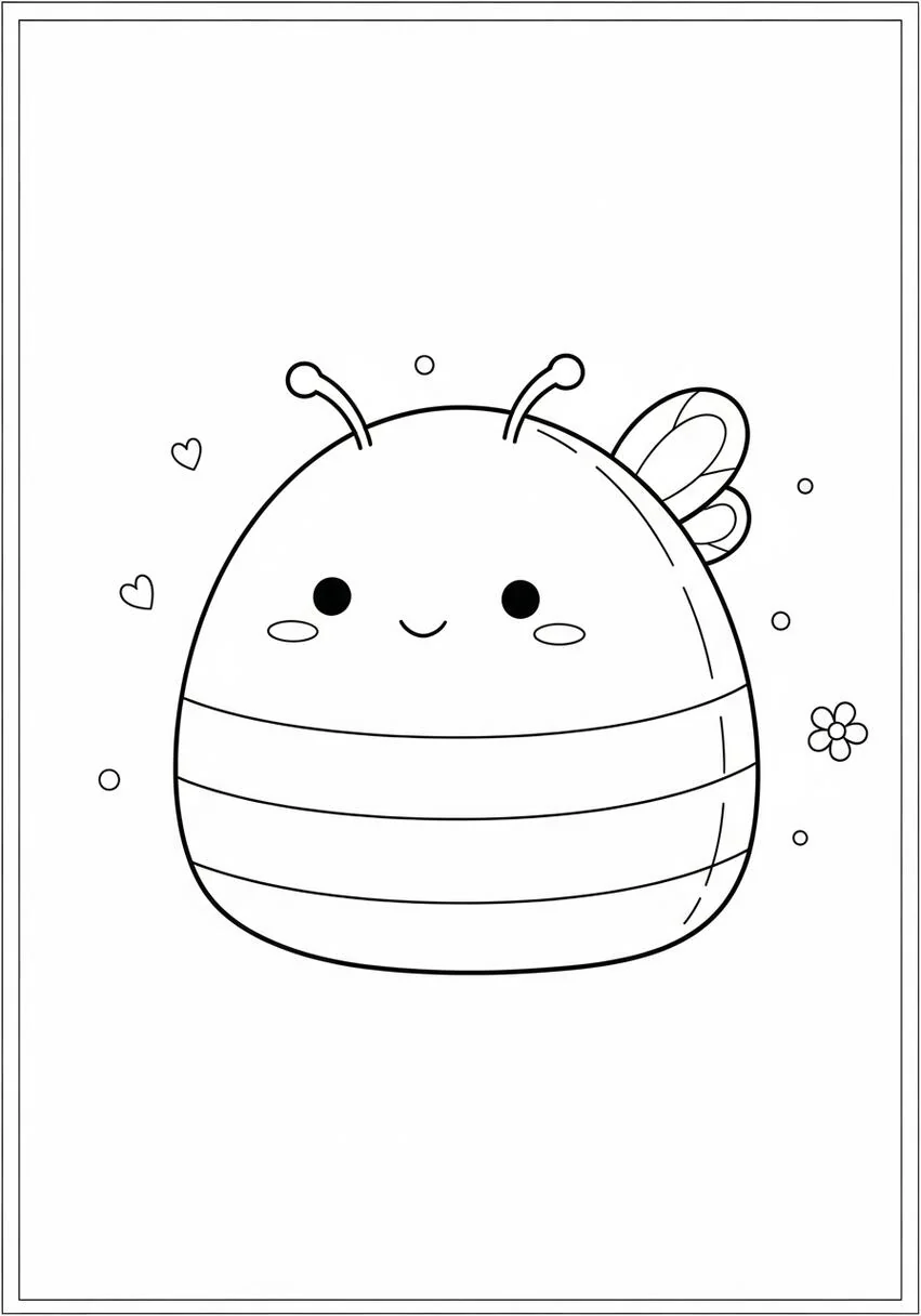 Página para colorear de abeja Squishmallow