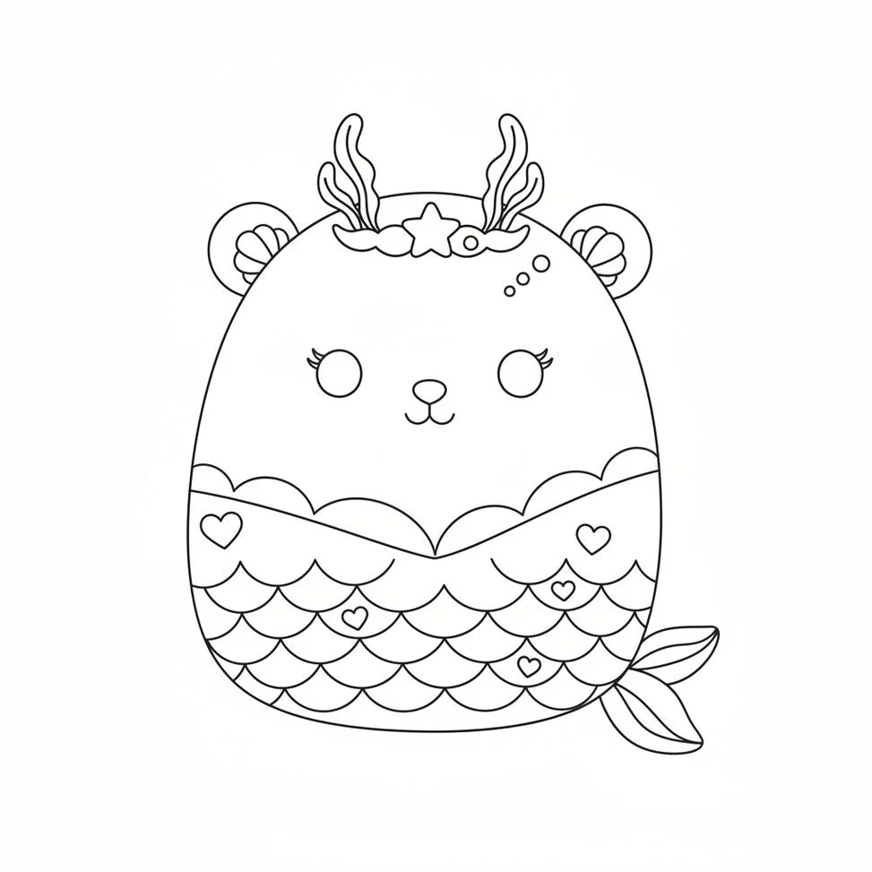 Adorable diversión de Squishmallow de sirena