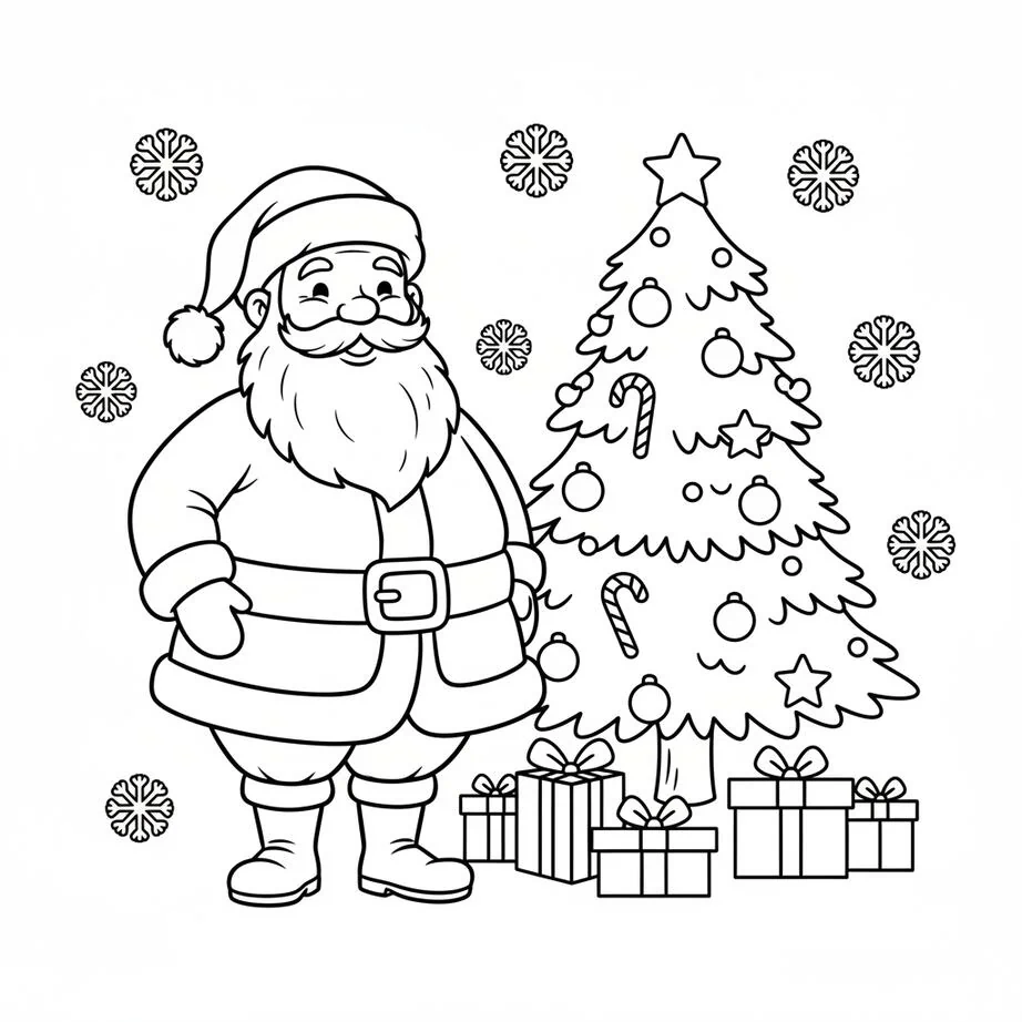 Página para colorear de Navidad de Jolly Vintage Santa