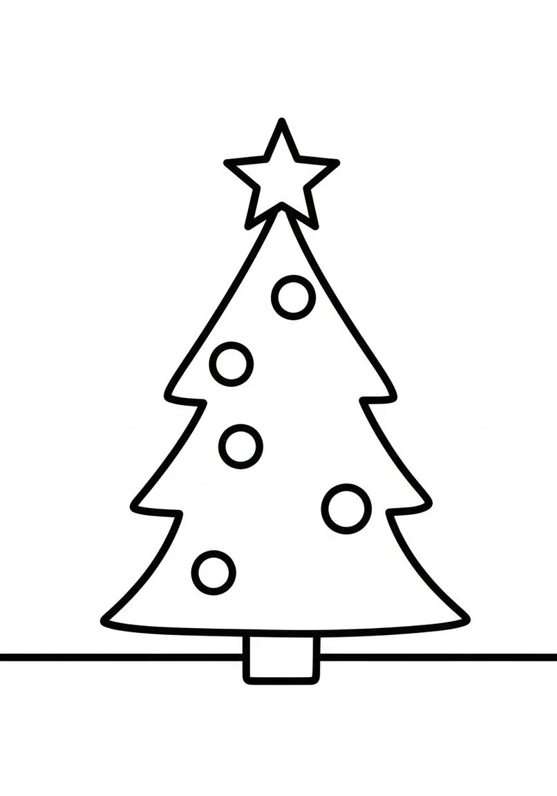 Página para colorear de árbol de Navidad simple para niños