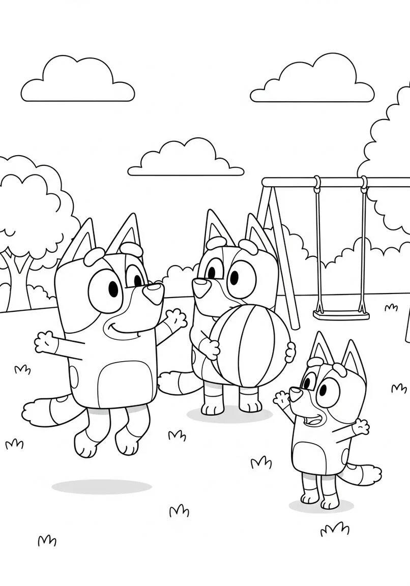 Bluey, Bingo y tiempo de juego en Sunny Park de Chloe