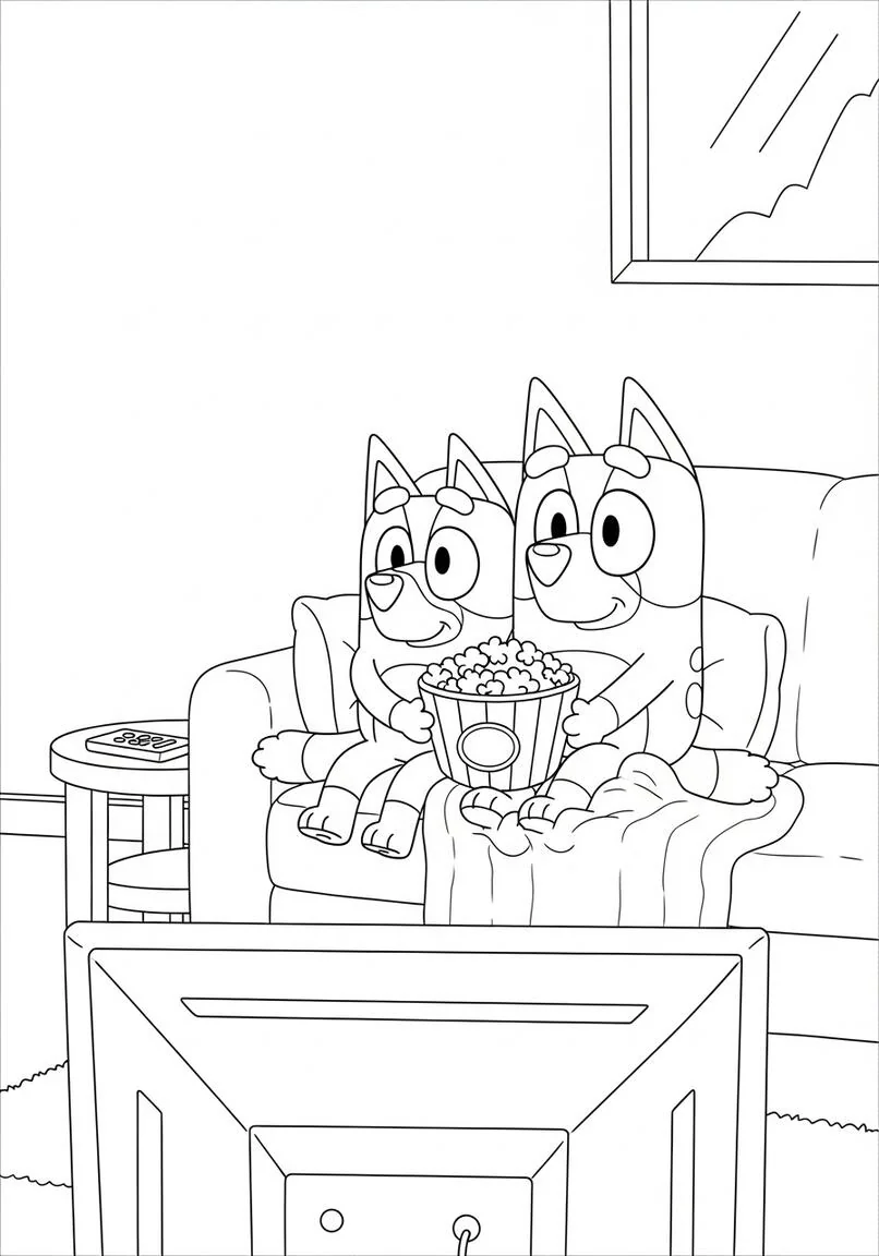 Bluey y la noche de cine perfecta con palomitas de maíz de Bingo