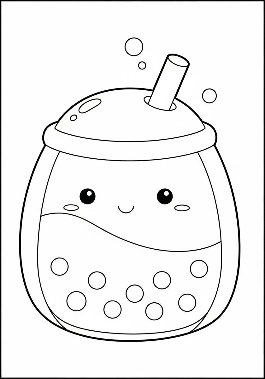 Página para colorear de Squishmallow Boba