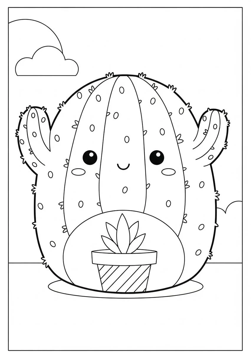 Página para colorear de cactus de malvavisco