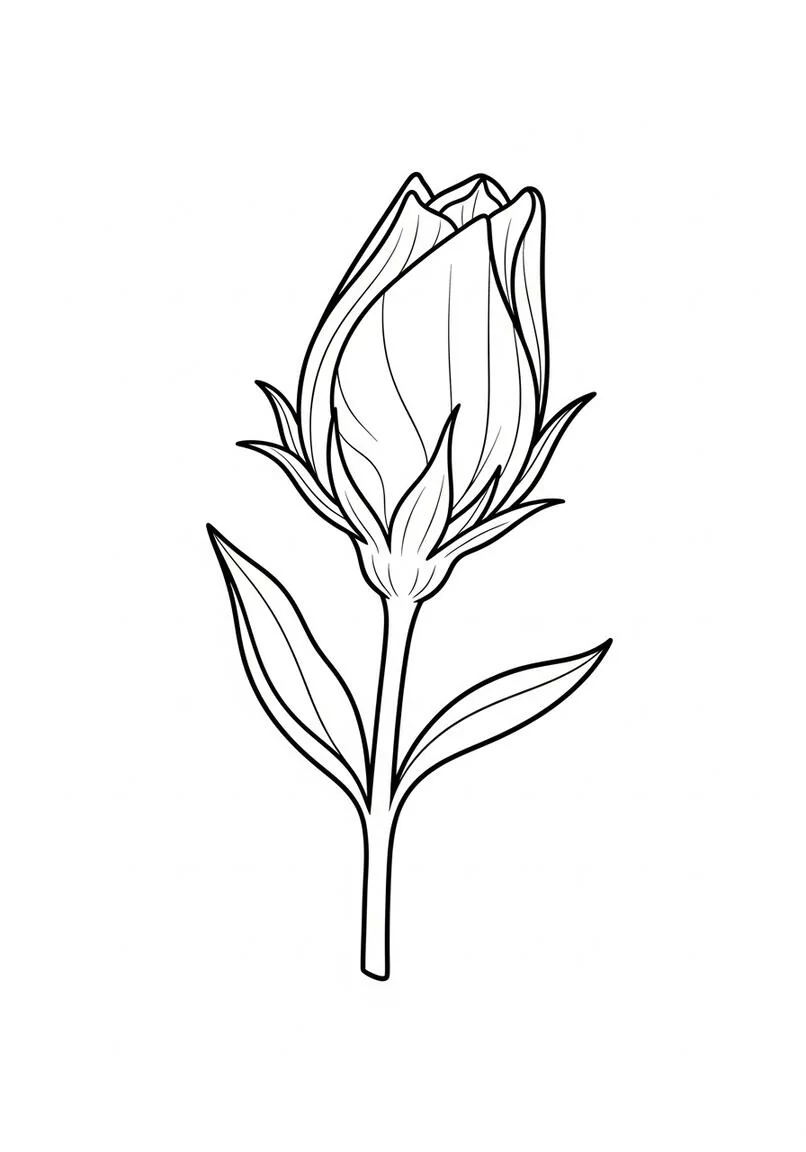 Página para colorear de capullos de flores