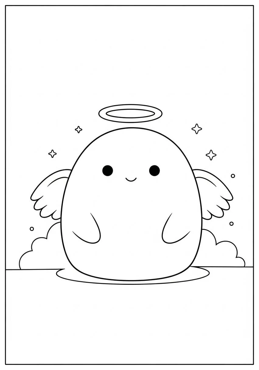 Página para colorear de ángel de malvavisco