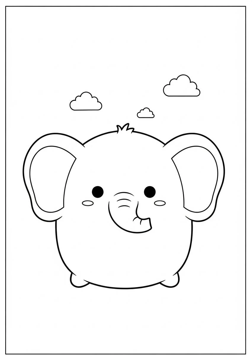 Página para colorear de elefante Squishmallow