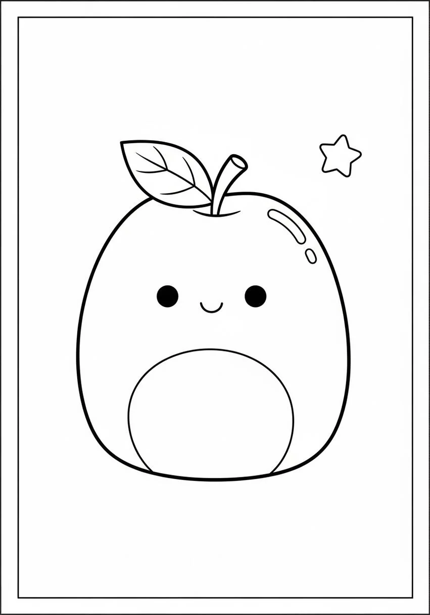 Página para colorear de manzana y malvavisco