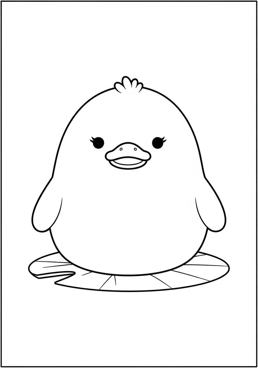 Página para colorear de pato Squishmallow