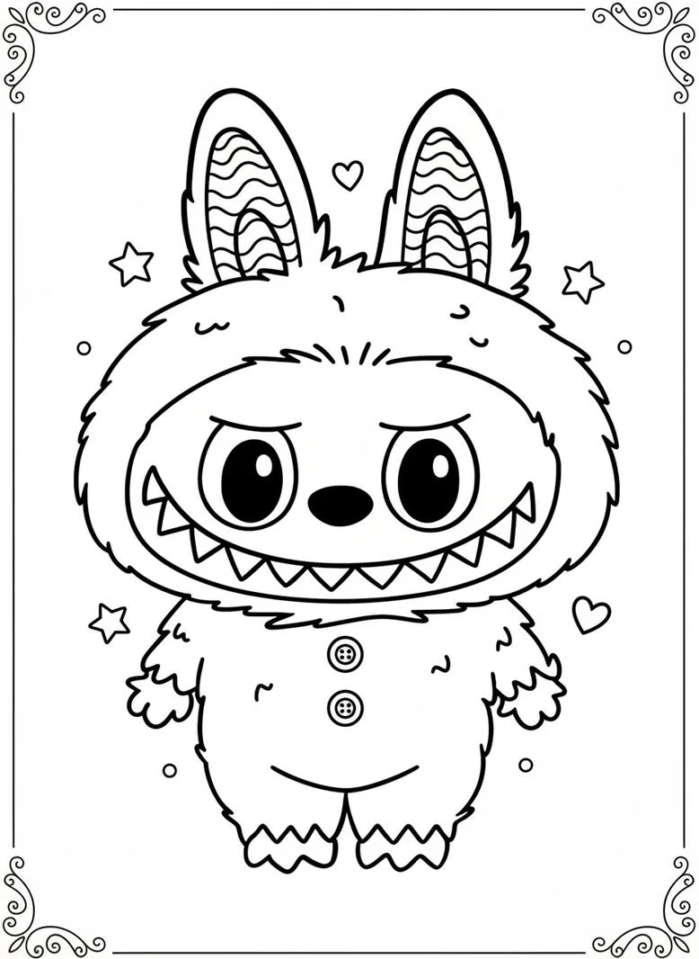 Labubu página para colorear disfraz