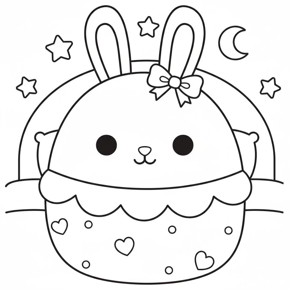 Página para colorear de peluche de conejito Squishmallow