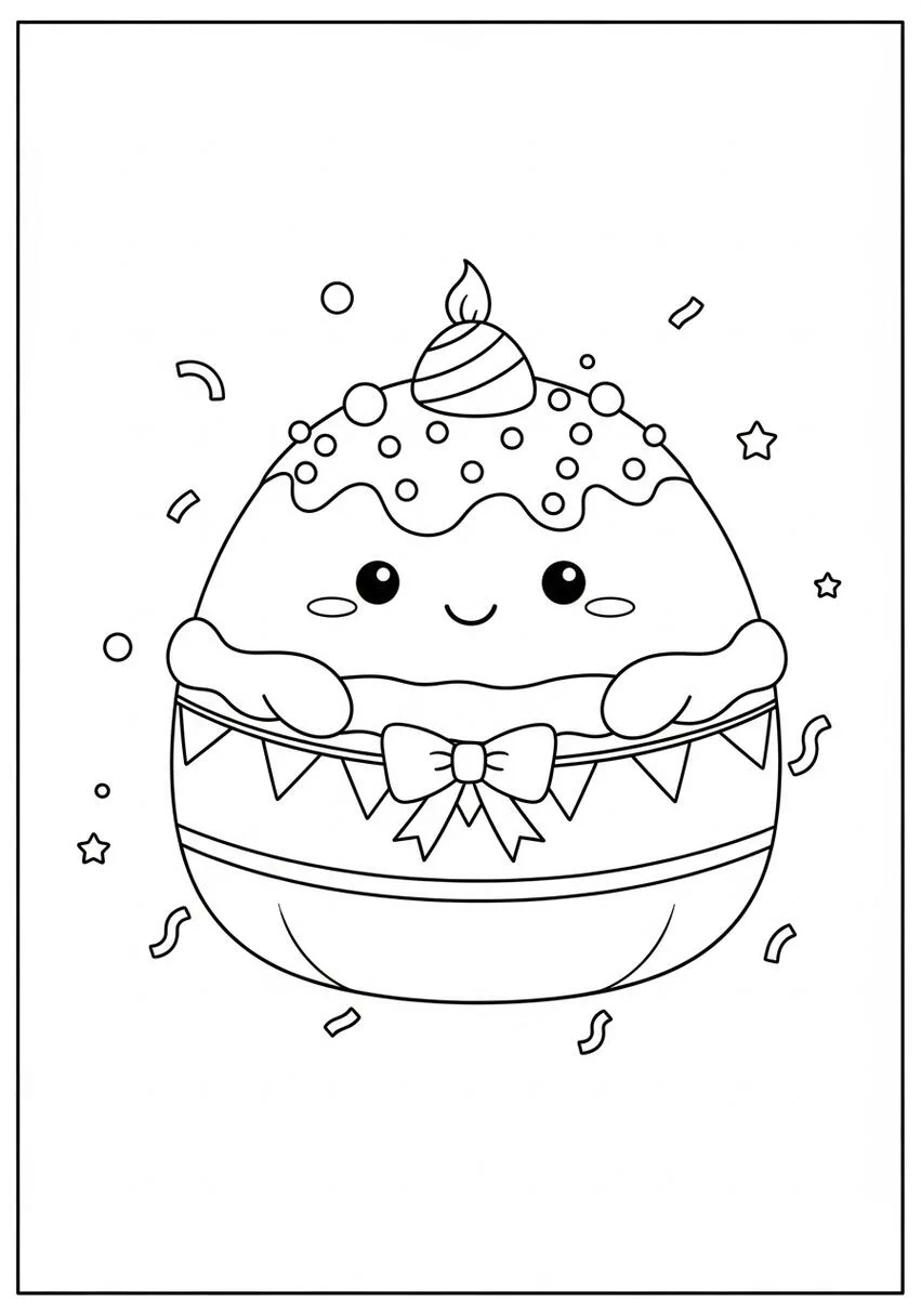 Página para colorear de cumpleaños de Squishmallow