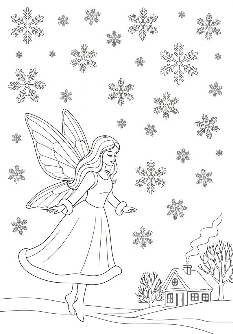 Danza invernal del hada mágica de las nieves