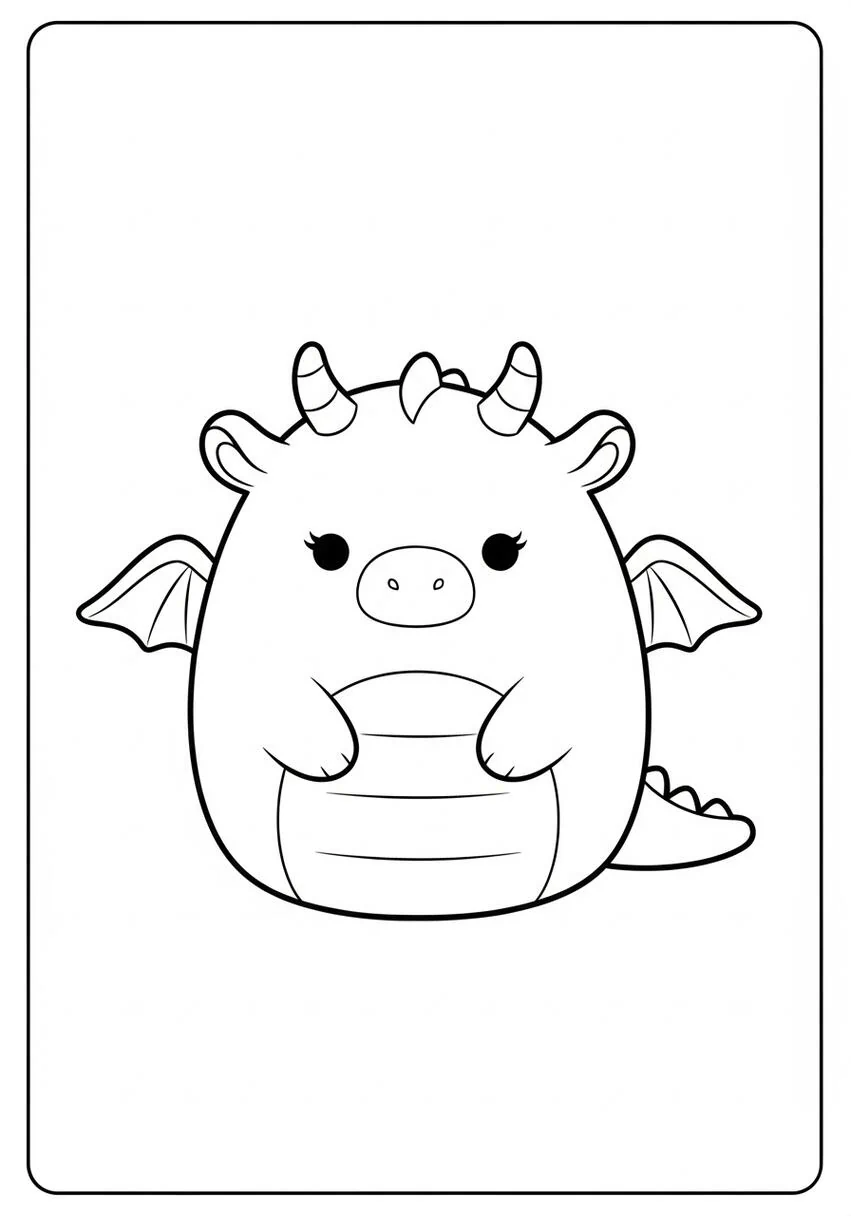 Página para colorear del Dragón Squishmallow
