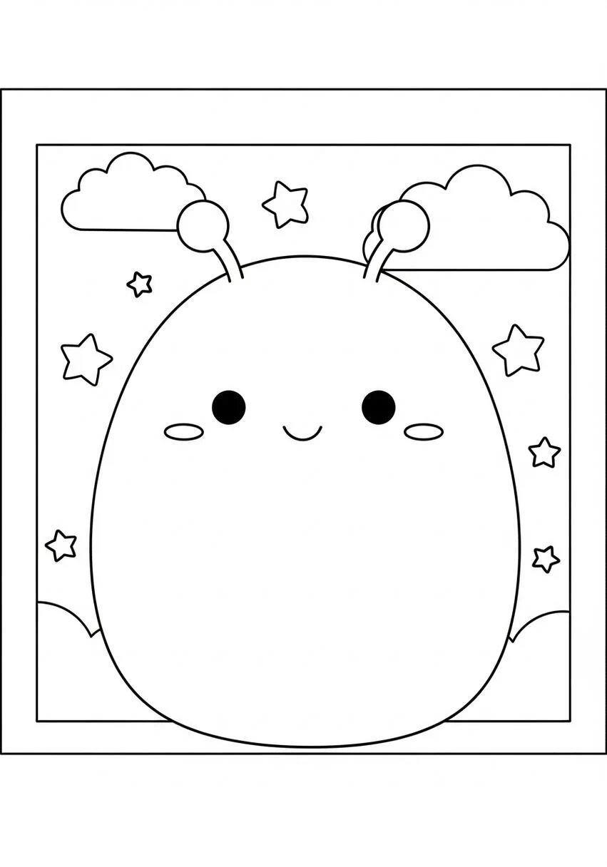 Página para colorear de extraterrestre de Squishmallow