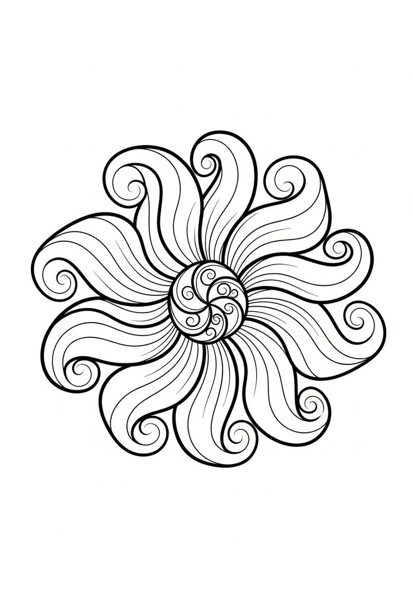 Página para colorear de flores arremolinadas