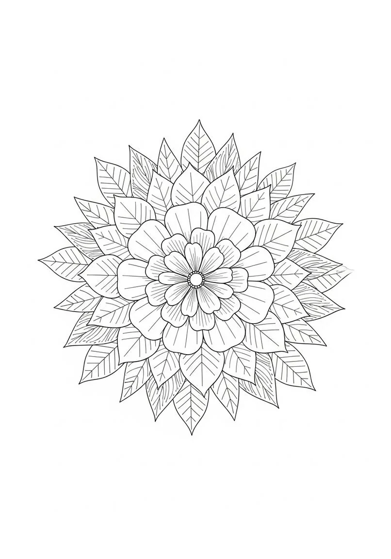 Página para colorear de flores circulares