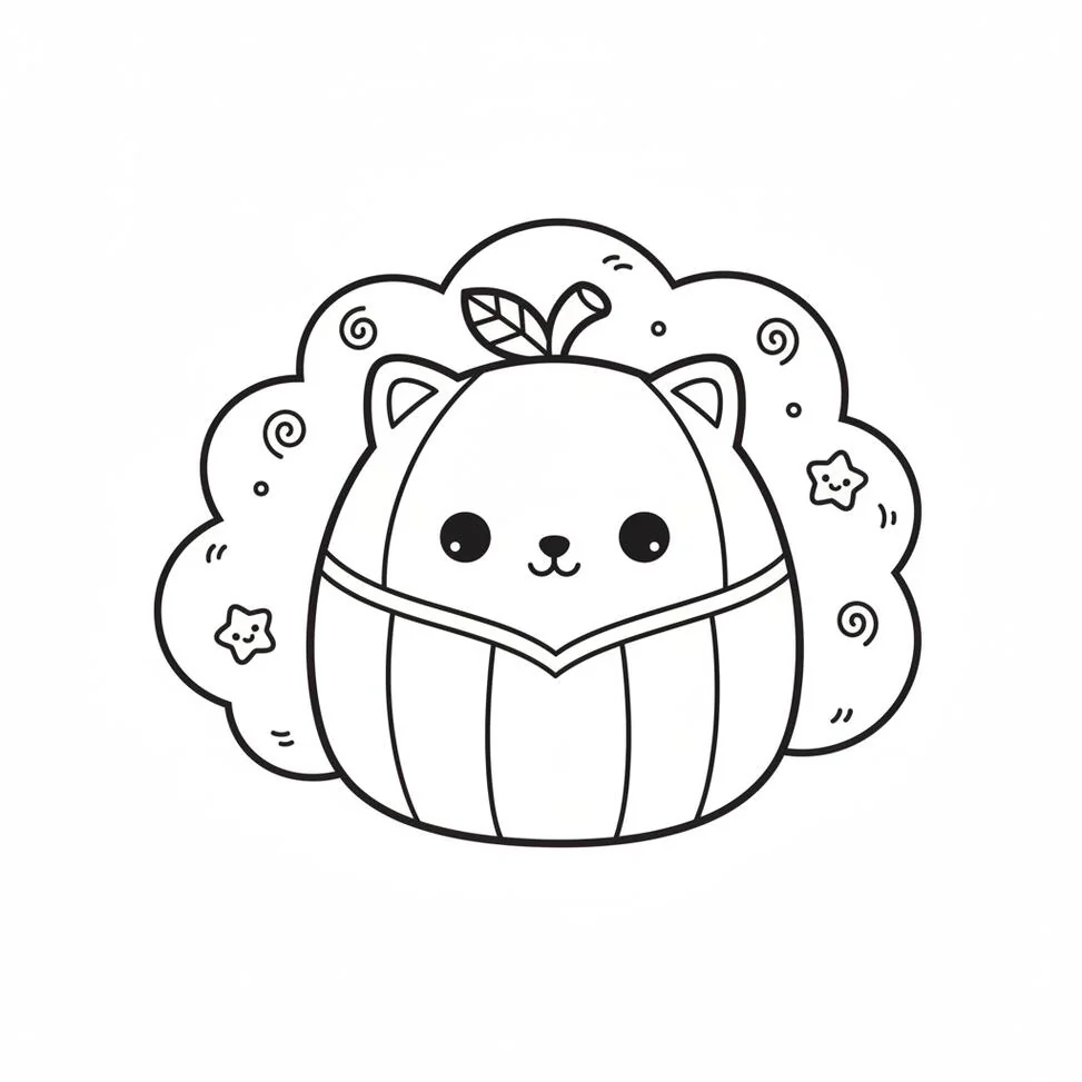 Página para colorear del lindo juguete de peluche Junie Squishmallow