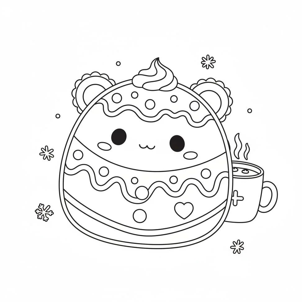 Linda página para colorear de Squishmallow de pan de jengibre
