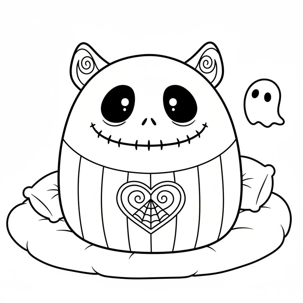 Página para colorear de Jack Skellington Squishmallow