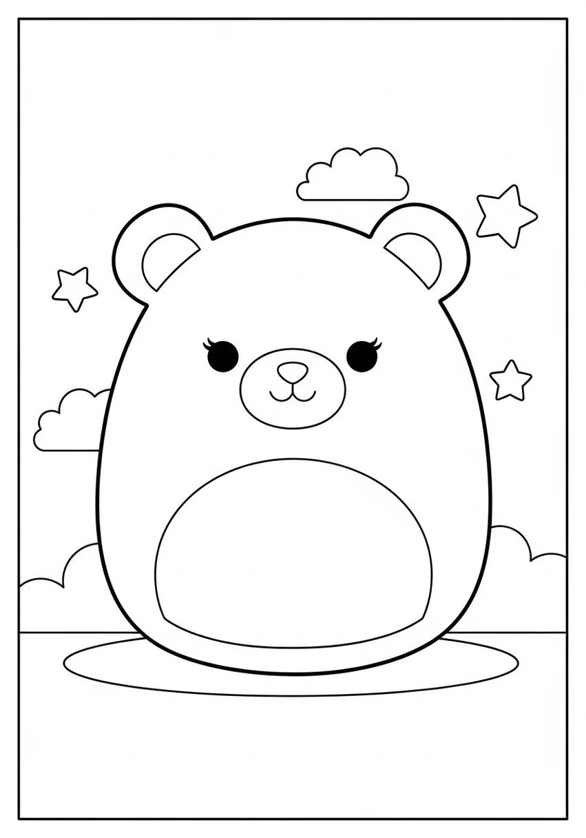 Página para colorear del oso Squishmallow