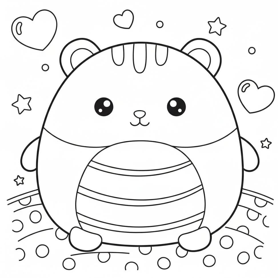 Página para colorear de peluche de hámster Squishmallow