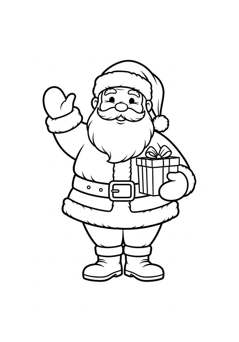 Página para colorear de Papá Noel alegre