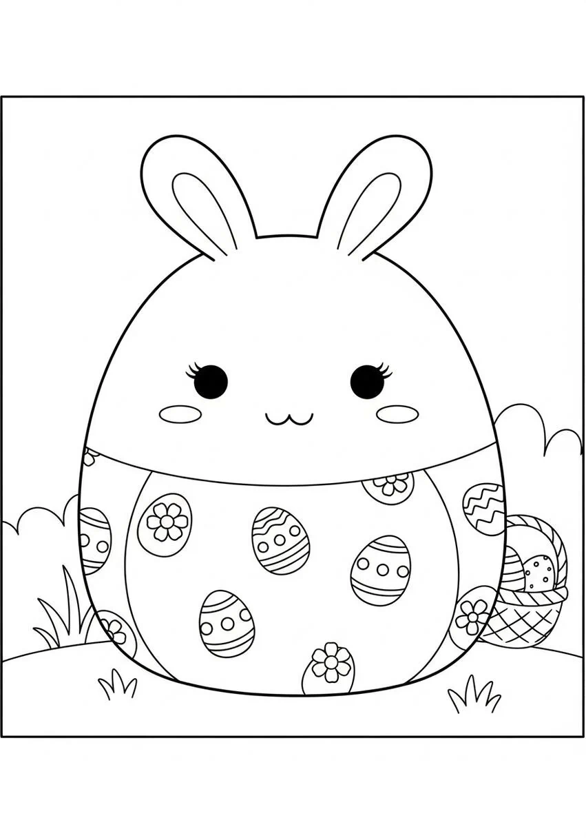 Página para colorear de Pascua de Squishmallow