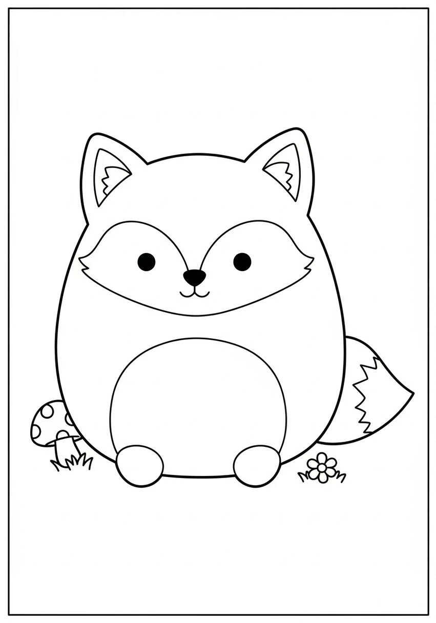 Página para colorear de peluche Squishmallow Fox