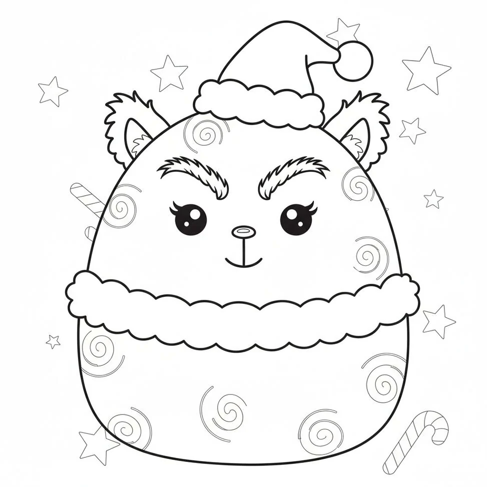 Página para colorear de peluche Grinch Squishmallow