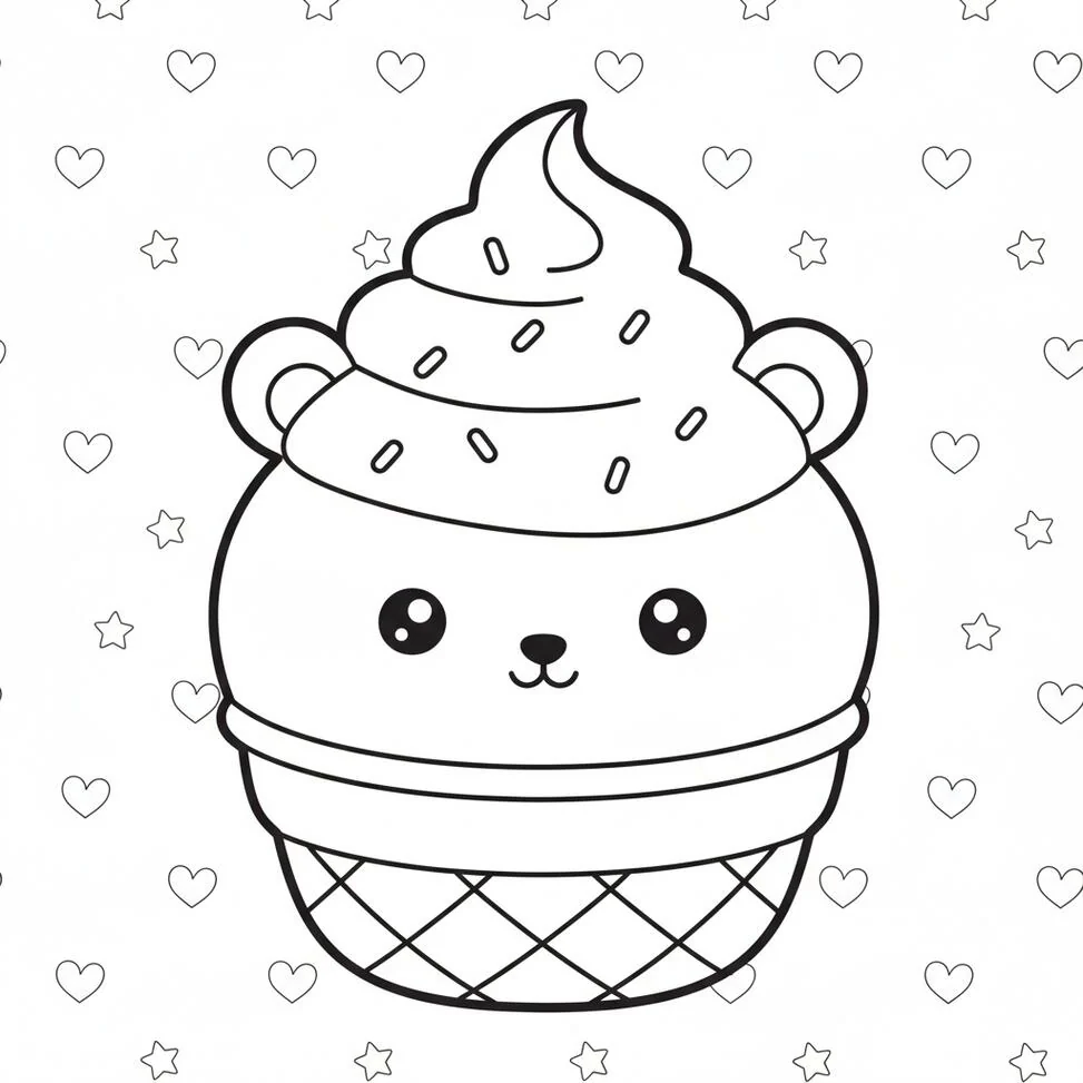Página para colorear de peluche Squishmallow con helado