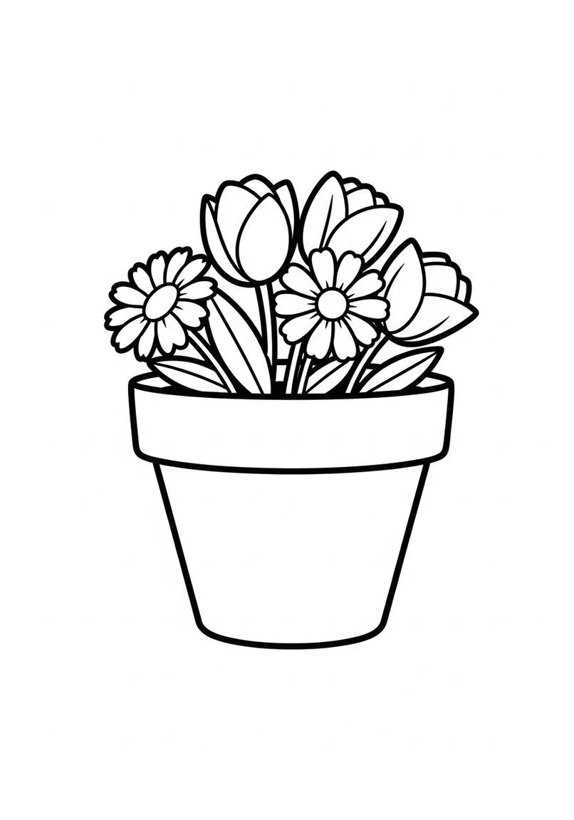 Página para colorear de maceta pequeña