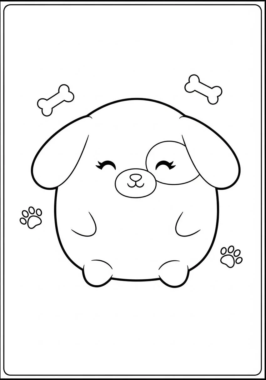 Página para colorear de perro Squishmallow