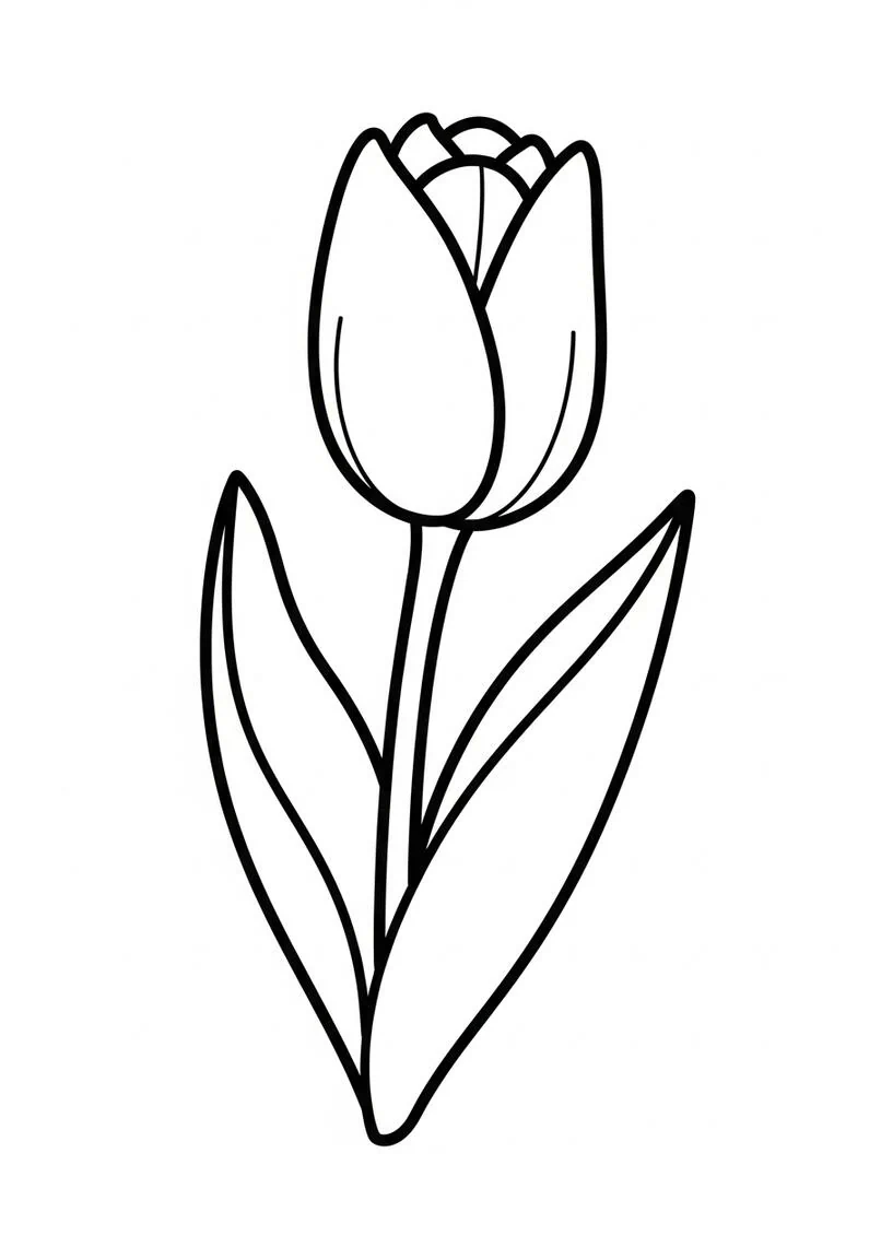 Página sencilla para colorear de tulipanes